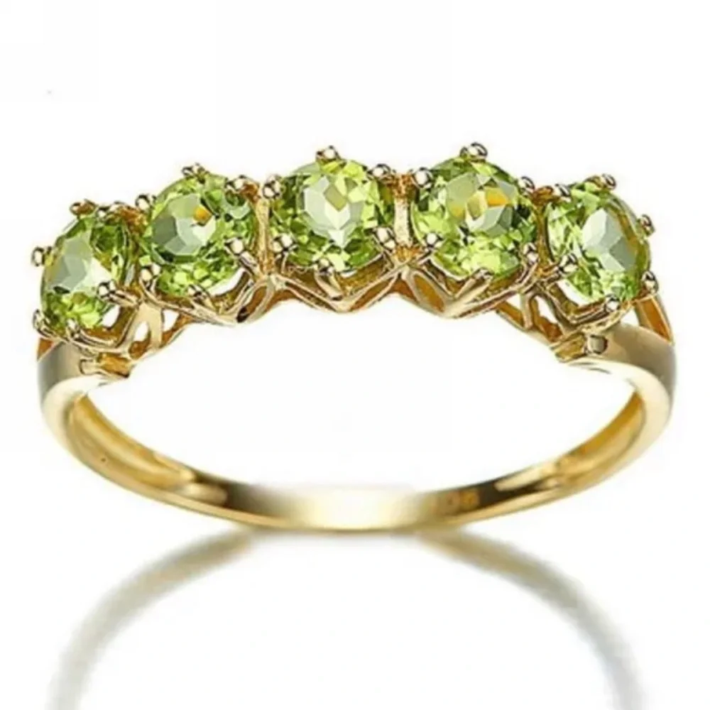 New Woman’s 9ct Gold Plated S925 Sterling Silver .68ctw Peridot Luxury Band Ring